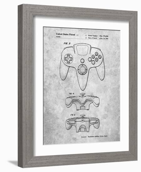 PP86-Slate Nintendo 64 Controller Patent Poster-Cole Borders-Framed Giclee Print