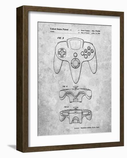 PP86-Slate Nintendo 64 Controller Patent Poster-Cole Borders-Framed Giclee Print