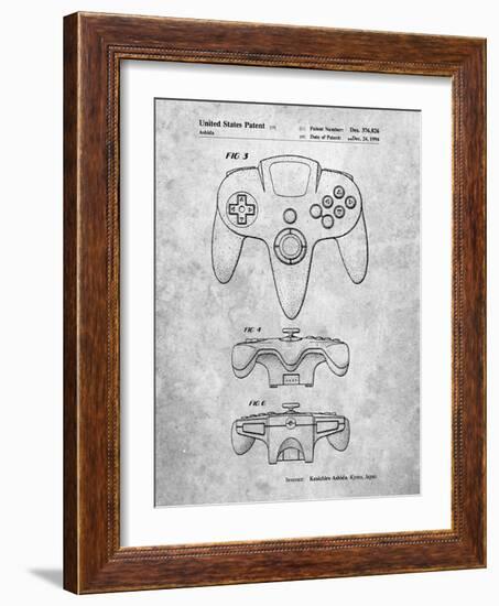 PP86-Slate Nintendo 64 Controller Patent Poster-Cole Borders-Framed Giclee Print