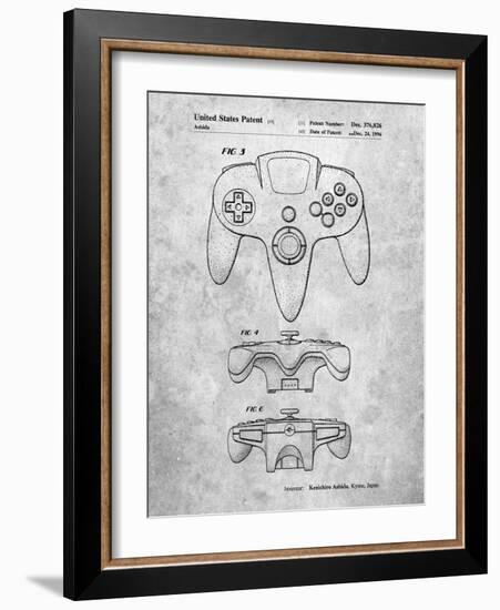 PP86-Slate Nintendo 64 Controller Patent Poster-Cole Borders-Framed Giclee Print