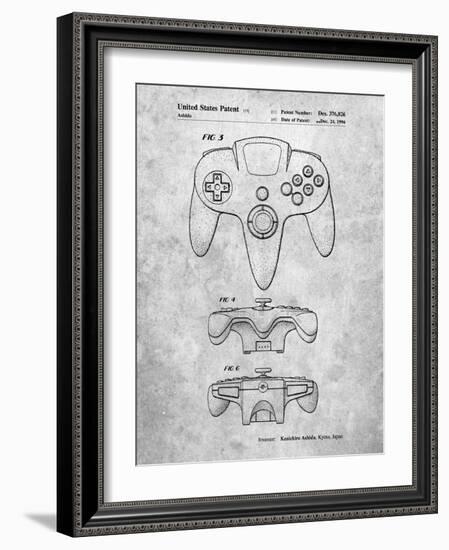 PP86-Slate Nintendo 64 Controller Patent Poster-Cole Borders-Framed Giclee Print