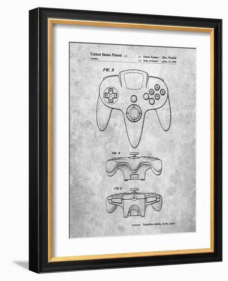 PP86-Slate Nintendo 64 Controller Patent Poster-Cole Borders-Framed Giclee Print