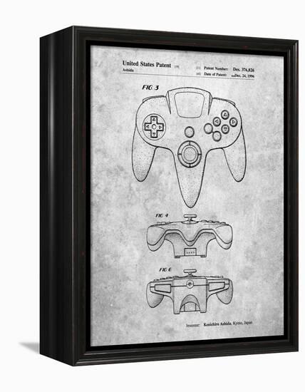 PP86-Slate Nintendo 64 Controller Patent Poster-Cole Borders-Framed Premier Image Canvas