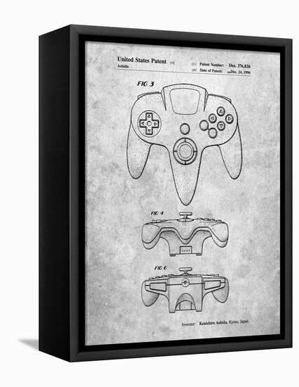 PP86-Slate Nintendo 64 Controller Patent Poster-Cole Borders-Framed Premier Image Canvas