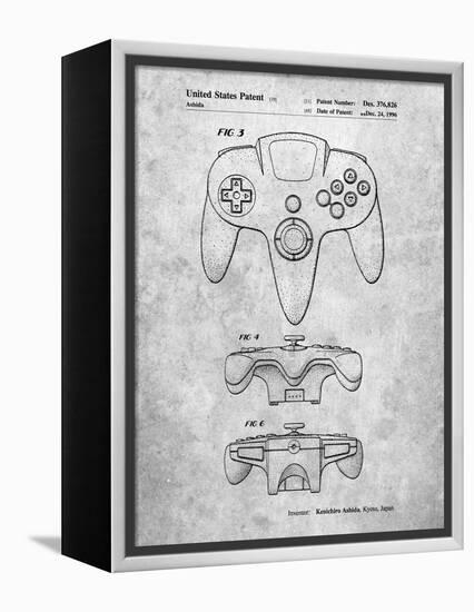 PP86-Slate Nintendo 64 Controller Patent Poster-Cole Borders-Framed Premier Image Canvas