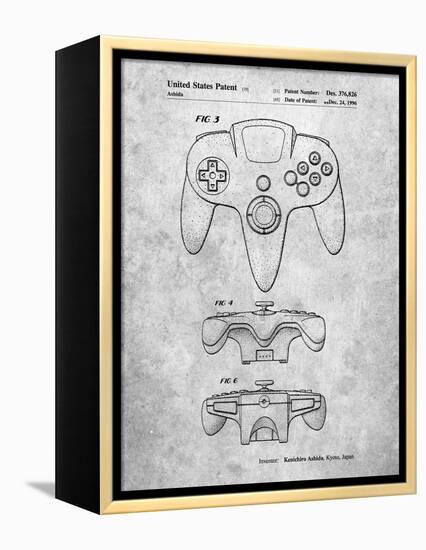 PP86-Slate Nintendo 64 Controller Patent Poster-Cole Borders-Framed Premier Image Canvas