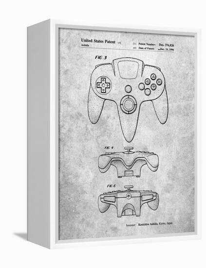 PP86-Slate Nintendo 64 Controller Patent Poster-Cole Borders-Framed Premier Image Canvas