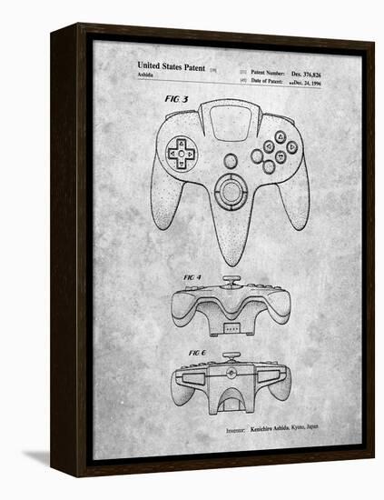 PP86-Slate Nintendo 64 Controller Patent Poster-Cole Borders-Framed Premier Image Canvas