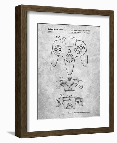 PP86-Slate Nintendo 64 Controller Patent Poster-Cole Borders-Framed Premium Giclee Print