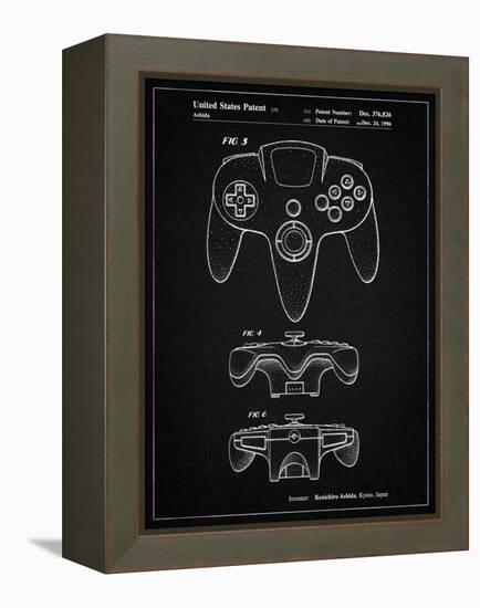 PP86-Vintage Black Nintendo 64 Controller Patent Poster-Cole Borders-Framed Premier Image Canvas