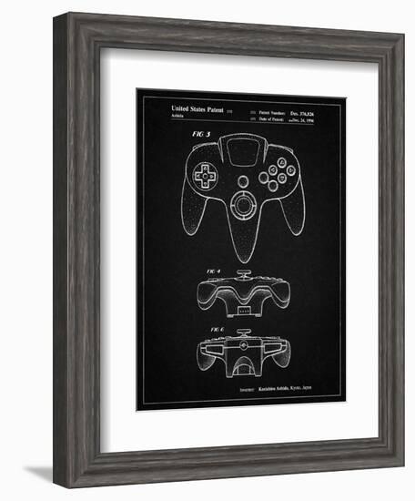 PP86-Vintage Black Nintendo 64 Controller Patent Poster-Cole Borders-Framed Giclee Print