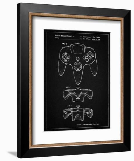 PP86-Vintage Black Nintendo 64 Controller Patent Poster-Cole Borders-Framed Giclee Print