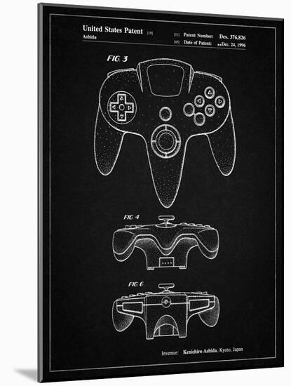 PP86-Vintage Black Nintendo 64 Controller Patent Poster-Cole Borders-Mounted Giclee Print