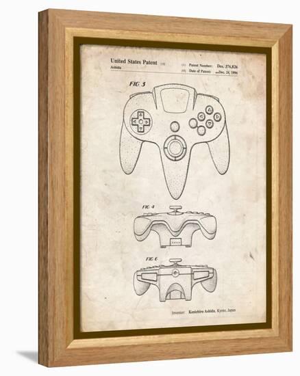 PP86-Vintage Parchment Nintendo 64 Controller Patent Poster-Cole Borders-Framed Premier Image Canvas