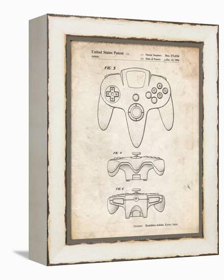PP86-Vintage Parchment Nintendo 64 Controller Patent Poster-Cole Borders-Framed Premier Image Canvas