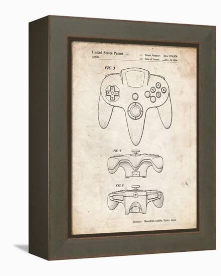 PP86-Vintage Parchment Nintendo 64 Controller Patent Poster-Cole Borders-Framed Premier Image Canvas