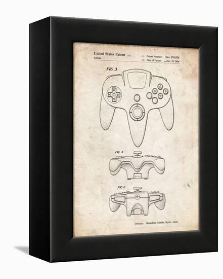 PP86-Vintage Parchment Nintendo 64 Controller Patent Poster-Cole Borders-Framed Premier Image Canvas