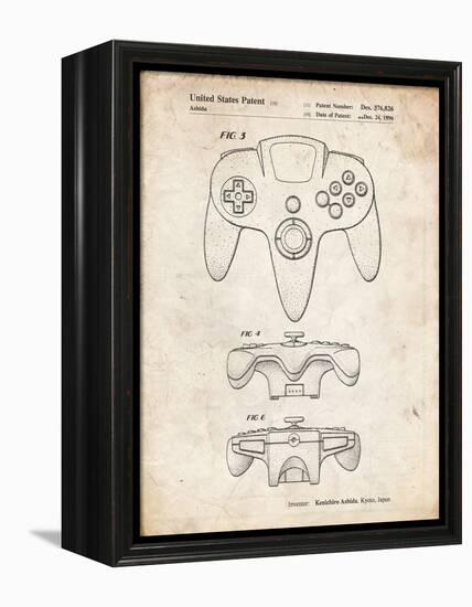 PP86-Vintage Parchment Nintendo 64 Controller Patent Poster-Cole Borders-Framed Premier Image Canvas