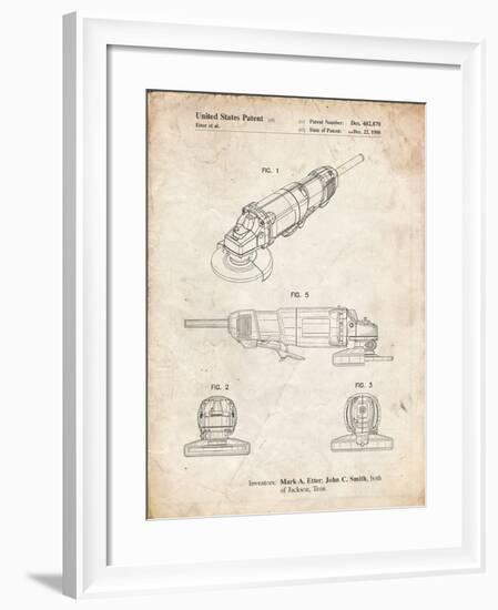 PP863-Vintage Parchment Grinder Poster, Grinder Patent-Cole Borders-Framed Giclee Print