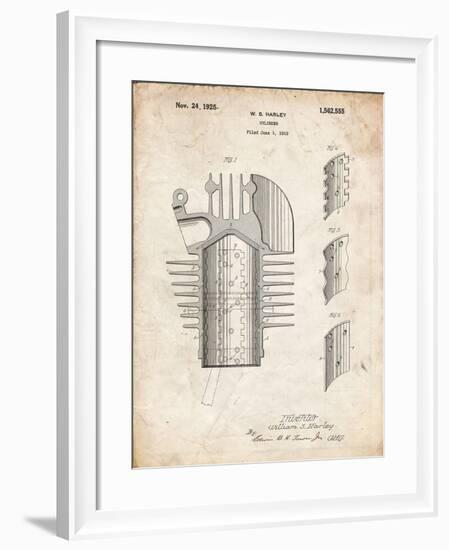 PP869-Vintage Parchment Harley Davidson Cylinder 1919 Patent Poster-Cole Borders-Framed Giclee Print