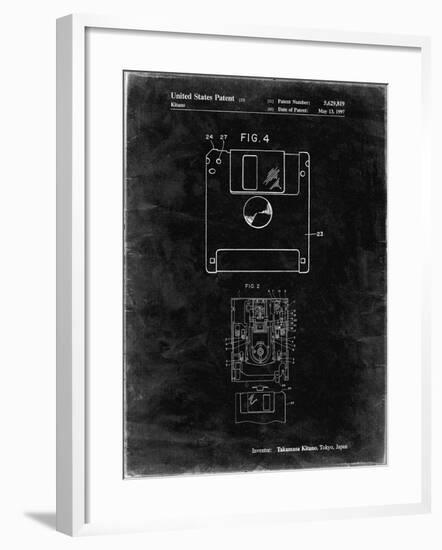 PP87-Black Grunge 3 1/2 Inch Floppy Disk Patent Poster-Cole Borders-Framed Giclee Print