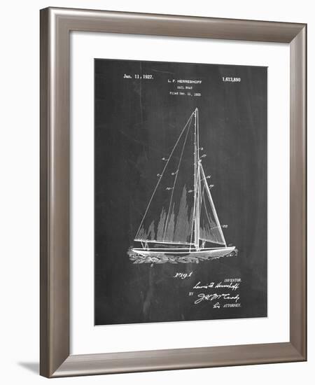 PP878-Chalkboard Herreshoff R 40' Gamecock Racing Sailboat Patent Poster-Cole Borders-Framed Giclee Print