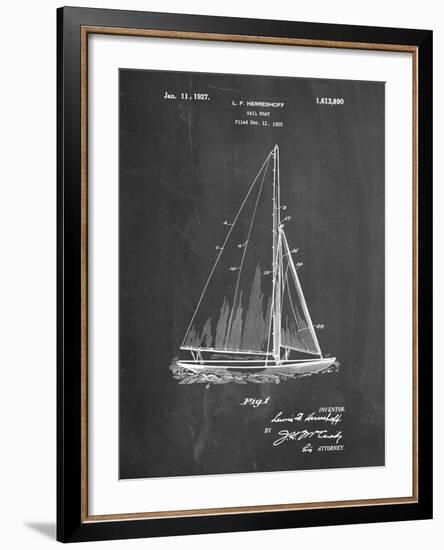 PP878-Chalkboard Herreshoff R 40' Gamecock Racing Sailboat Patent Poster-Cole Borders-Framed Giclee Print