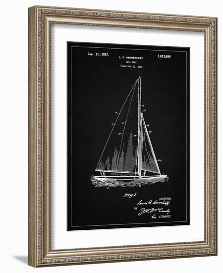 PP878-Vintage Black Herreshoff R 40' Gamecock Racing Sailboat Patent Poster-Cole Borders-Framed Giclee Print