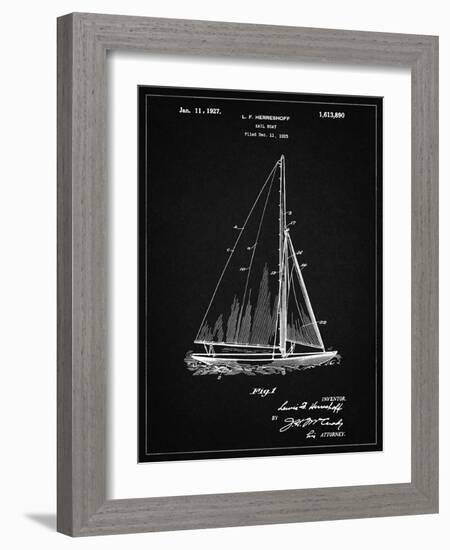 PP878-Vintage Black Herreshoff R 40' Gamecock Racing Sailboat Patent Poster-Cole Borders-Framed Giclee Print