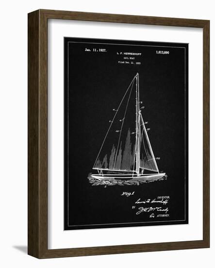 PP878-Vintage Black Herreshoff R 40' Gamecock Racing Sailboat Patent Poster-Cole Borders-Framed Giclee Print