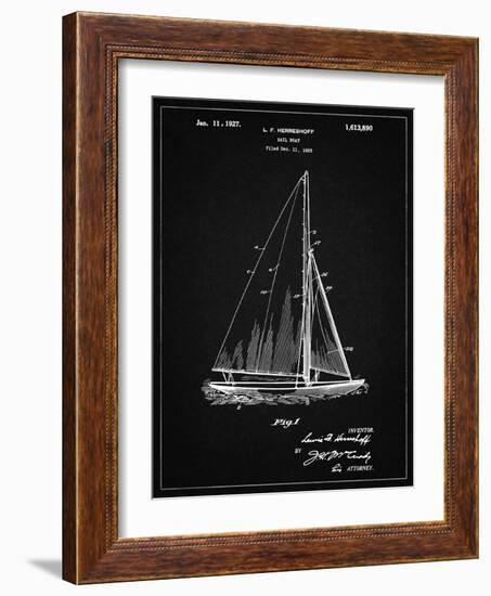 PP878-Vintage Black Herreshoff R 40' Gamecock Racing Sailboat Patent Poster-Cole Borders-Framed Giclee Print