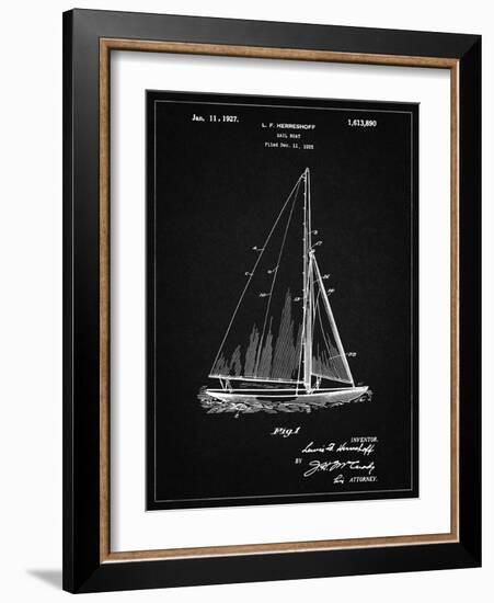 PP878-Vintage Black Herreshoff R 40' Gamecock Racing Sailboat Patent Poster-Cole Borders-Framed Giclee Print