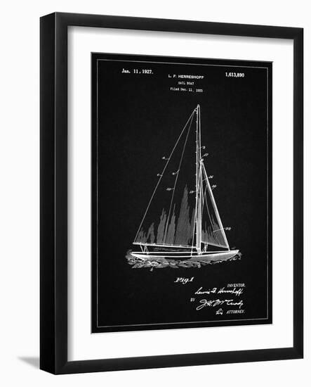 PP878-Vintage Black Herreshoff R 40' Gamecock Racing Sailboat Patent Poster-Cole Borders-Framed Giclee Print