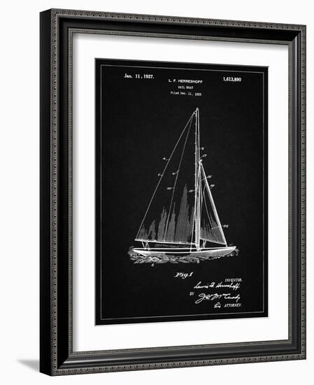 PP878-Vintage Black Herreshoff R 40' Gamecock Racing Sailboat Patent Poster-Cole Borders-Framed Giclee Print