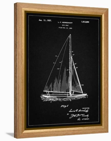 PP878-Vintage Black Herreshoff R 40' Gamecock Racing Sailboat Patent Poster-Cole Borders-Framed Premier Image Canvas