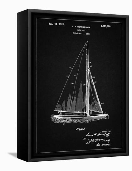 PP878-Vintage Black Herreshoff R 40' Gamecock Racing Sailboat Patent Poster-Cole Borders-Framed Premier Image Canvas