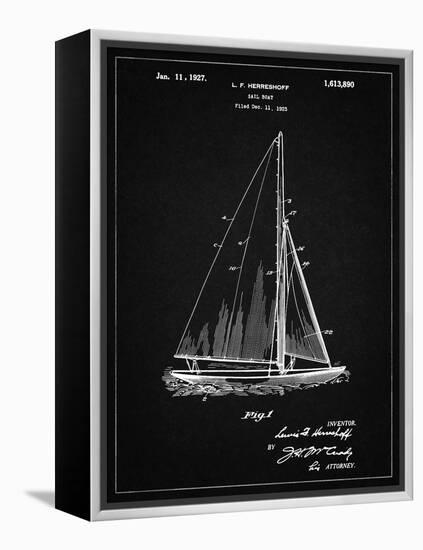 PP878-Vintage Black Herreshoff R 40' Gamecock Racing Sailboat Patent Poster-Cole Borders-Framed Premier Image Canvas