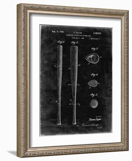 PP89-Black Grunge Vintage Baseball Bat 1939 Patent Poster-Cole Borders-Framed Giclee Print