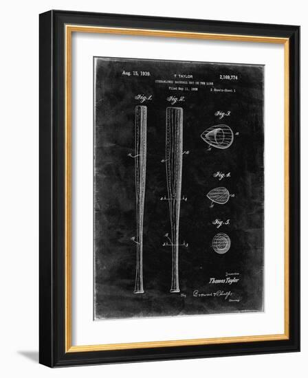 PP89-Black Grunge Vintage Baseball Bat 1939 Patent Poster-Cole Borders-Framed Giclee Print