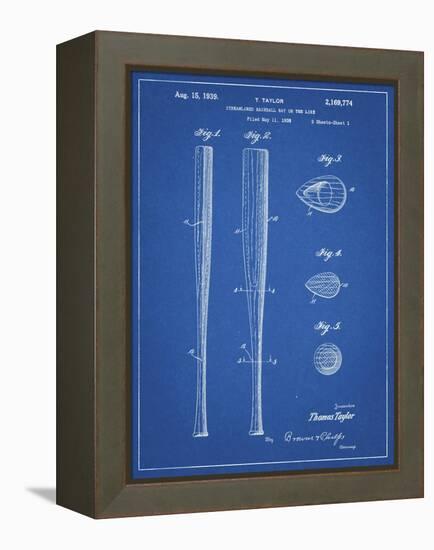 PP89-Blueprint Vintage Baseball Bat 1939 Patent Poster-Cole Borders-Framed Premier Image Canvas