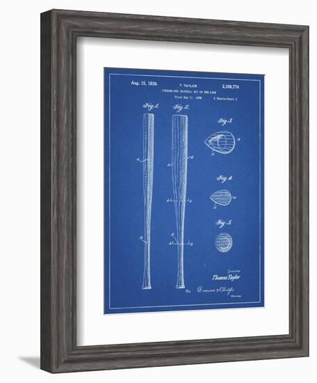 PP89-Blueprint Vintage Baseball Bat 1939 Patent Poster-Cole Borders-Framed Giclee Print