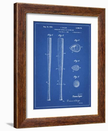 PP89-Blueprint Vintage Baseball Bat 1939 Patent Poster-Cole Borders-Framed Giclee Print