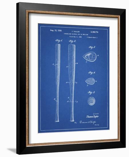 PP89-Blueprint Vintage Baseball Bat 1939 Patent Poster-Cole Borders-Framed Giclee Print