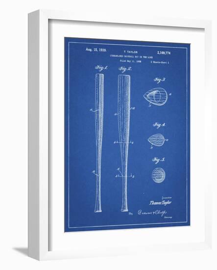 PP89-Blueprint Vintage Baseball Bat 1939 Patent Poster-Cole Borders-Framed Giclee Print