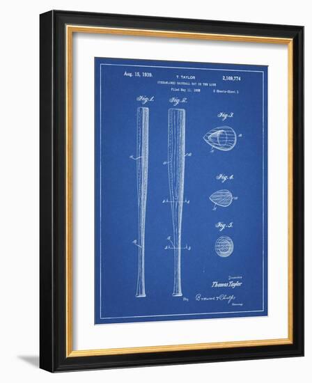 PP89-Blueprint Vintage Baseball Bat 1939 Patent Poster-Cole Borders-Framed Giclee Print