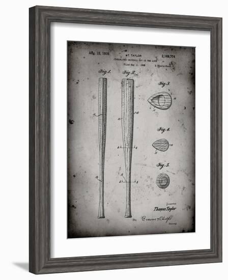 PP89-Faded Grey Vintage Baseball Bat 1939 Patent Poster-Cole Borders-Framed Giclee Print