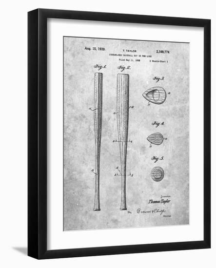 PP89-Slate Vintage Baseball Bat 1939 Patent Poster-Cole Borders-Framed Giclee Print