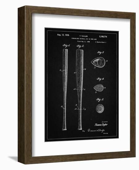 PP89-Vintage Black Vintage Baseball Bat 1939 Patent Poster-Cole Borders-Framed Premium Giclee Print