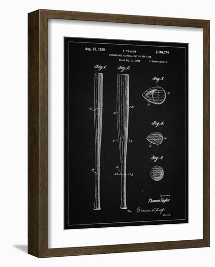 PP89-Vintage Black Vintage Baseball Bat 1939 Patent Poster-Cole Borders-Framed Giclee Print