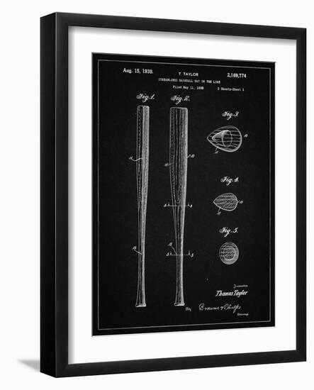 PP89-Vintage Black Vintage Baseball Bat 1939 Patent Poster-Cole Borders-Framed Giclee Print